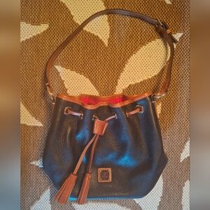 Dooney & Bourke Black and Tan Mini Bucket Bag